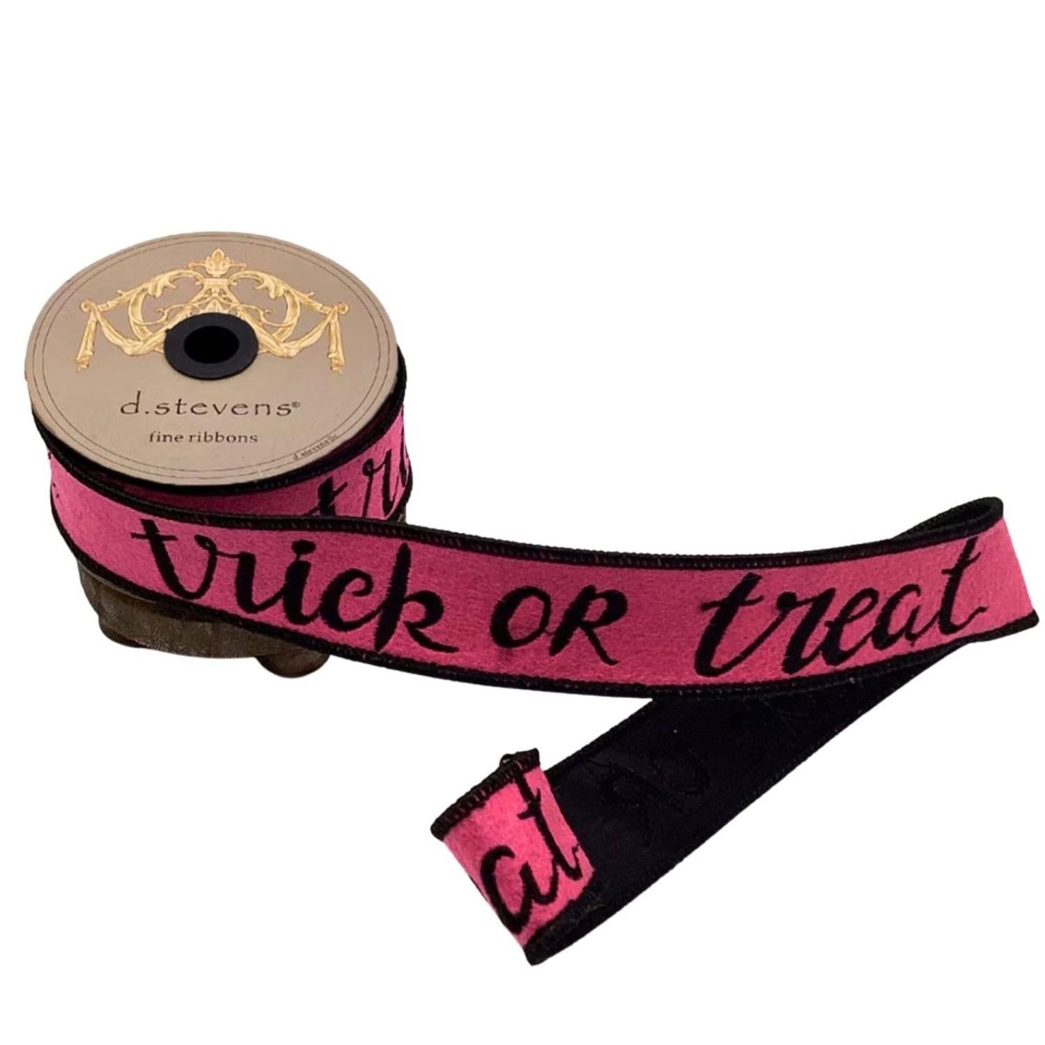 1.5" Felt Trick or Treat Ribbon: Pink (5 Yards)