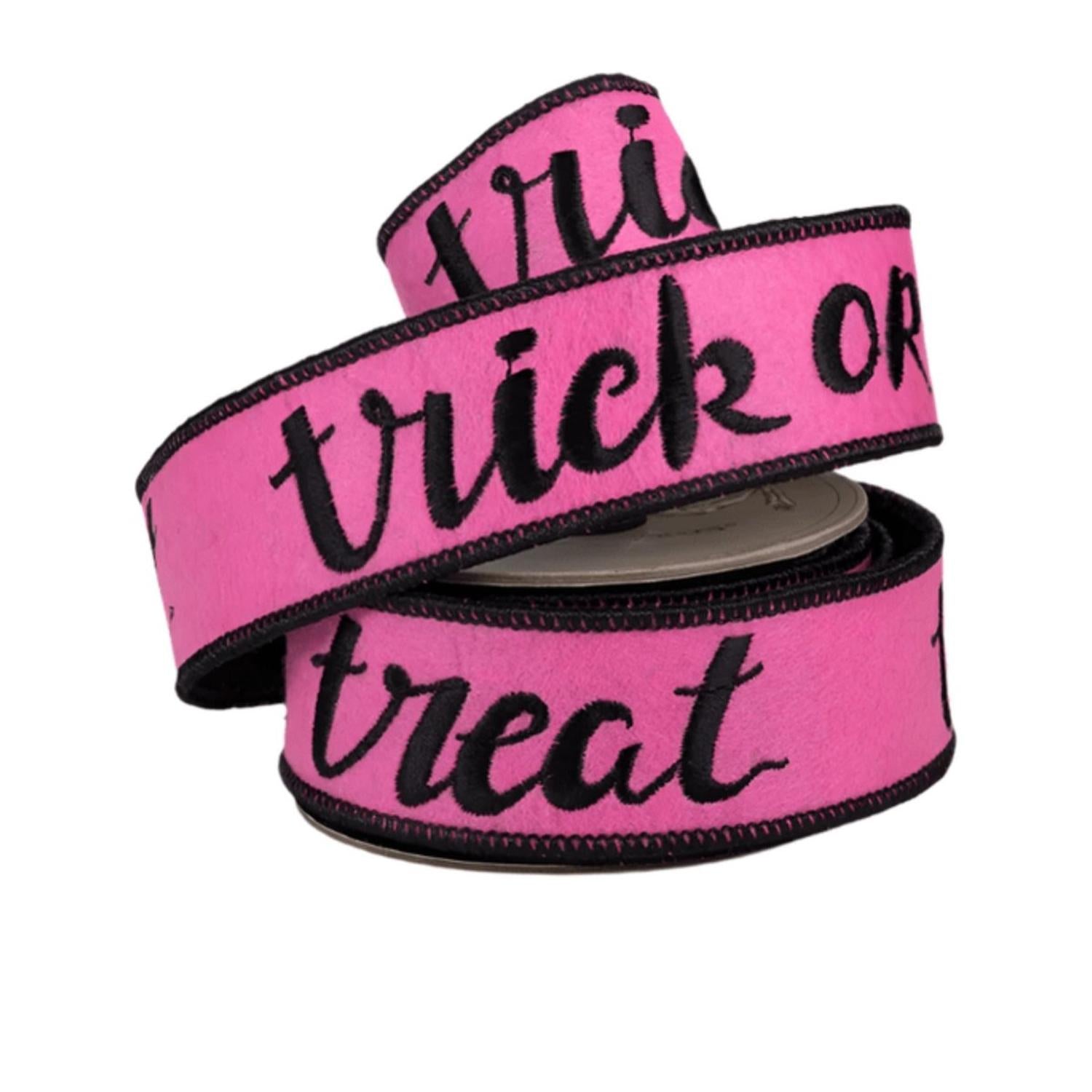 1.5" Felt Trick or Treat Ribbon: Pink (5 Yards)