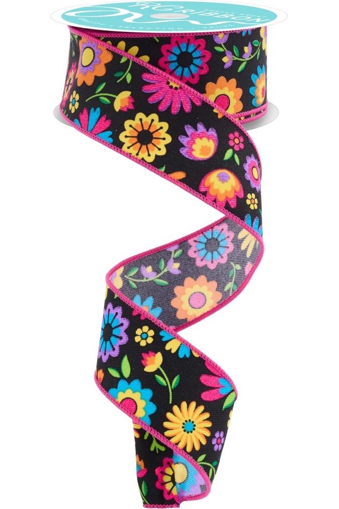 Shop For 1.5" Fiesta Florals Ribbon: Black (10 Yards)