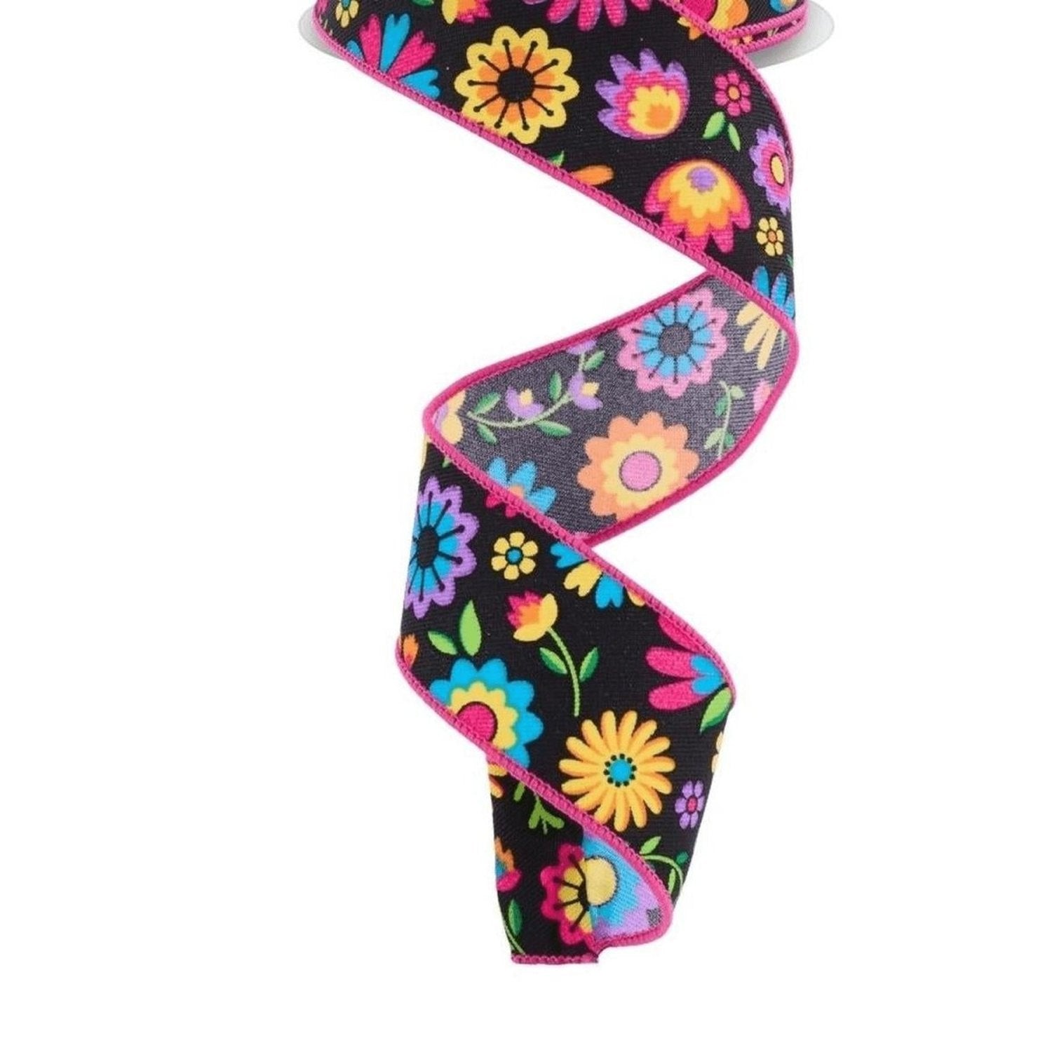 Shop For 1.5" Fiesta Florals Ribbon: Black (10 Yards)