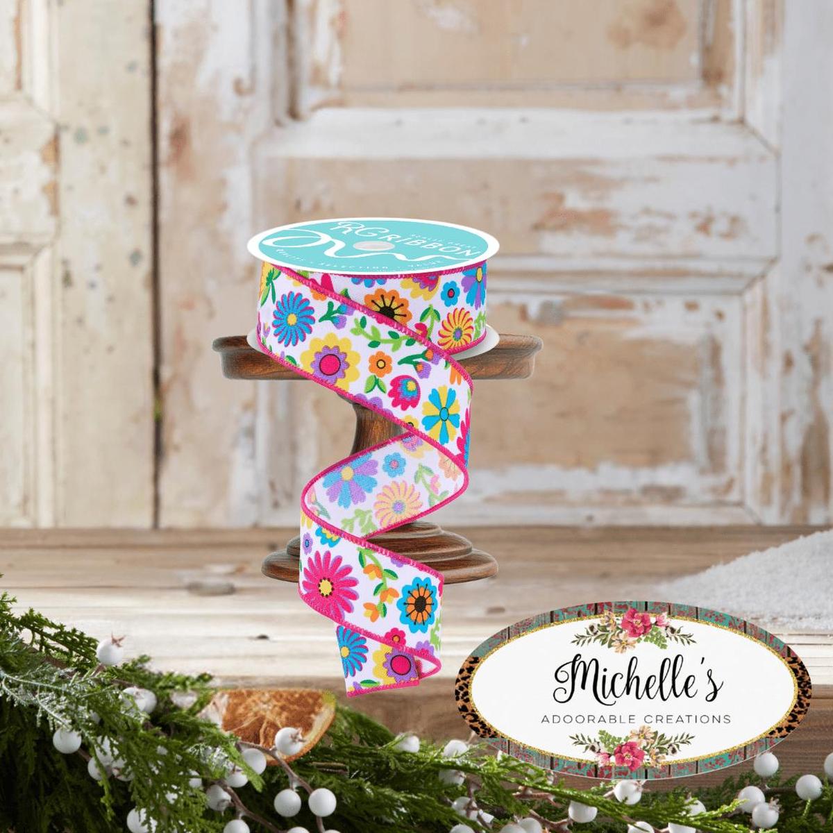 Shop For 1.5" Fiesta Florals Ribbon: White (10 Yards)