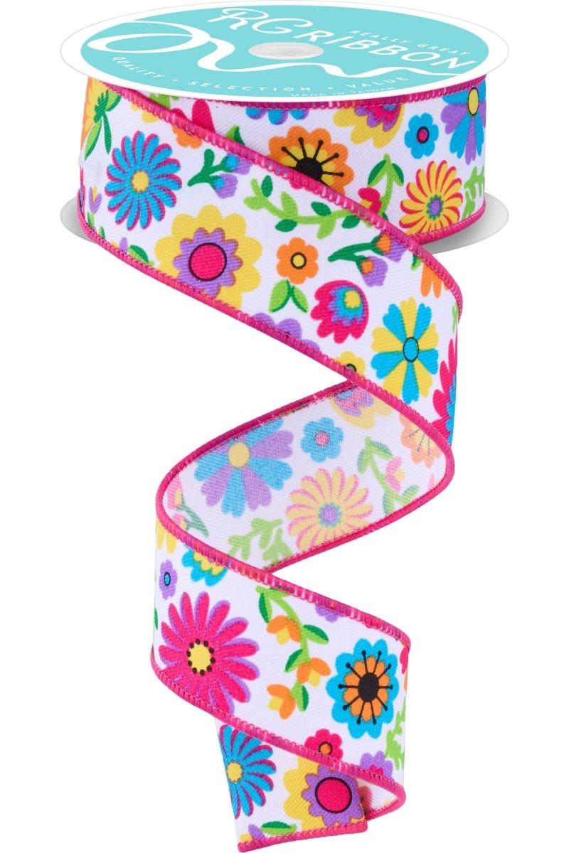 Shop For 1.5" Fiesta Florals Ribbon: White (10 Yards)