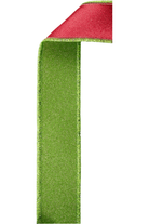 Shop For 1.5" Fine Glitter Fused Back Ribbon: Fresh Green/Red (10 Yards)