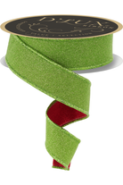 Shop For 1.5" Fine Glitter Fused Back Ribbon: Fresh Green/Red (10 Yards)