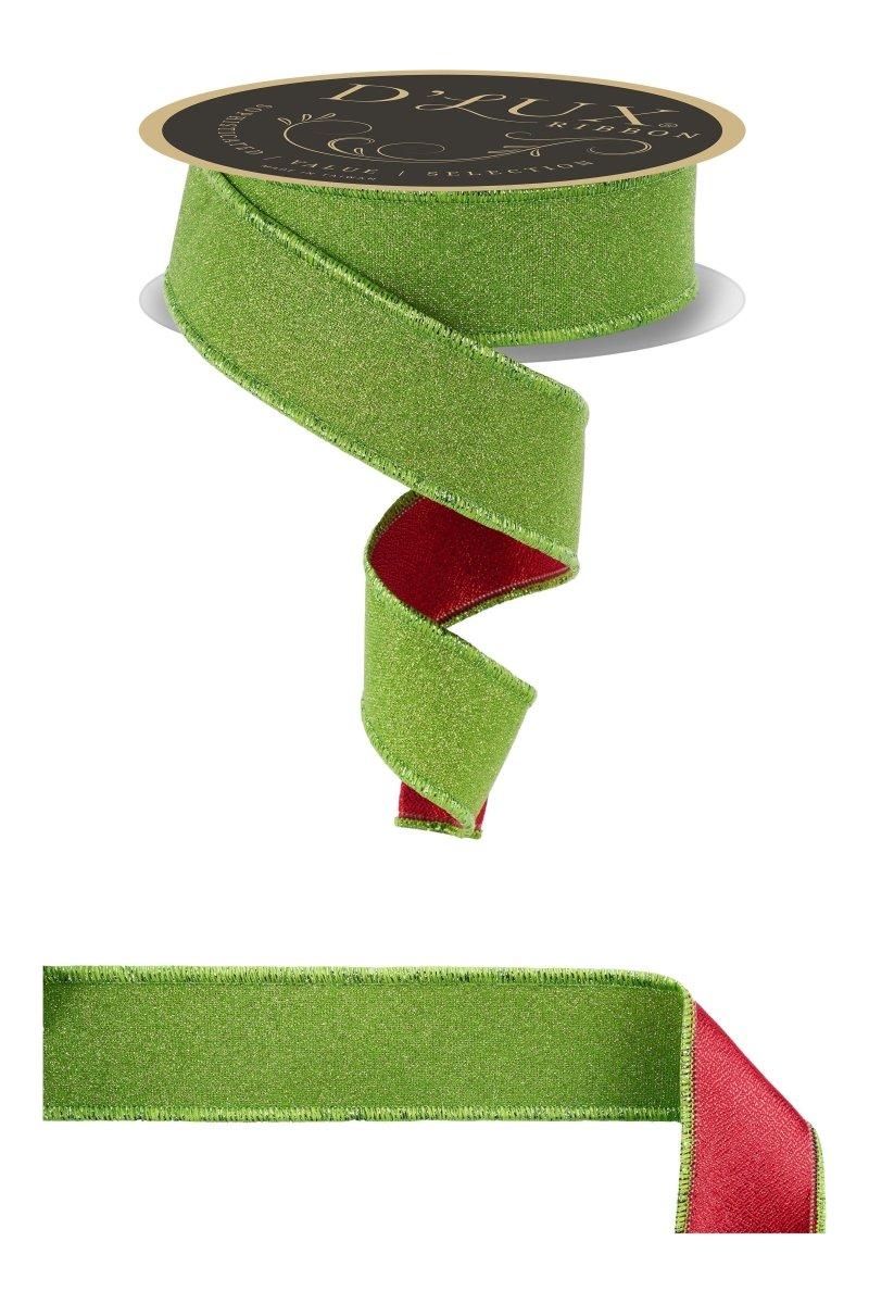 Shop For 1.5" Fine Glitter Fused Back Ribbon: Fresh Green/Red (10 Yards)