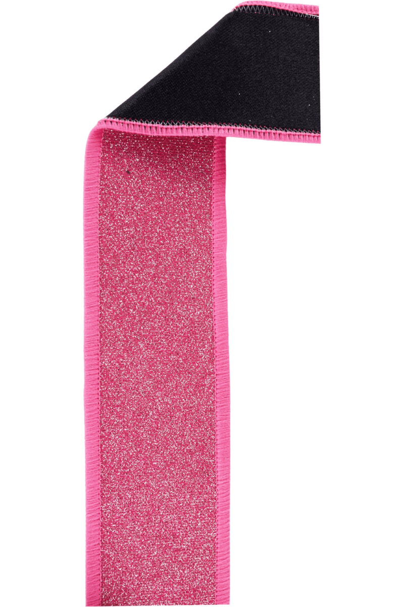 Shop For 1.5" Fine Glitter Fused Back Ribbon: Fuchsia/Black (10 Yards)