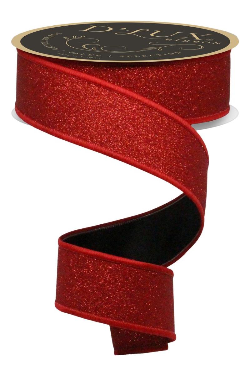 Shop For 1.5" Fine Glitter Fused Back Ribbon: Red/Black (10 Yards)