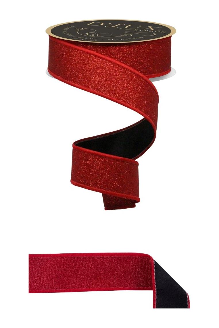 Shop For 1.5" Fine Glitter Fused Back Ribbon: Red/Black (10 Yards)