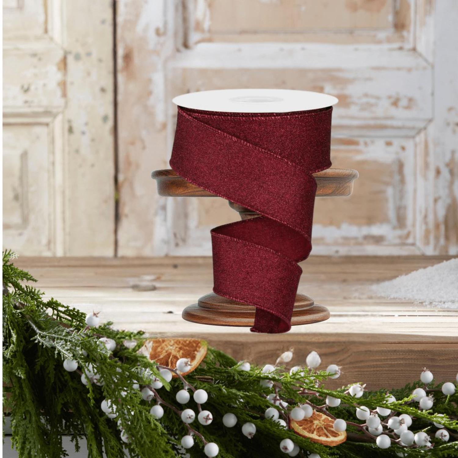 Shop For 1.5" Fine Glitter On Royal Ribbon: Burgundy (10 Yards)