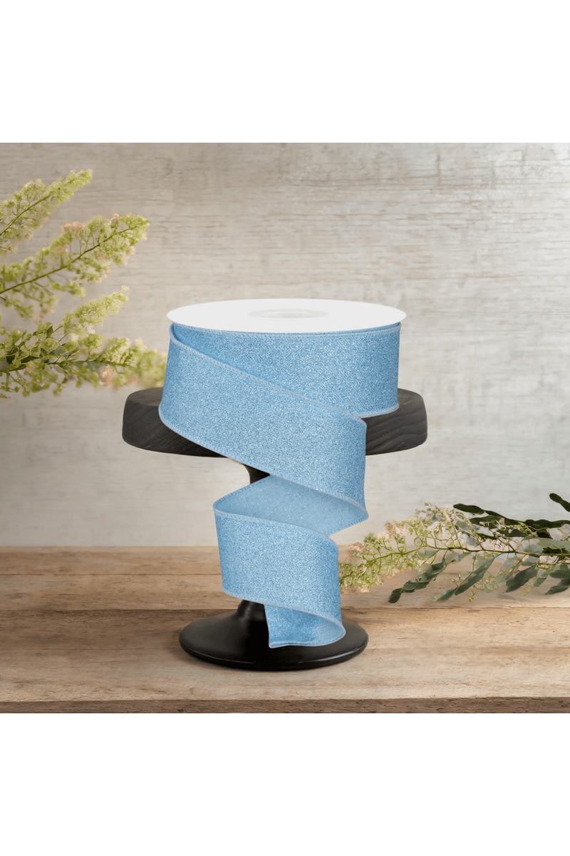 Shop For 1.5" Fine Glitter On Royal Ribbon: Pale Blue (10 Yards)