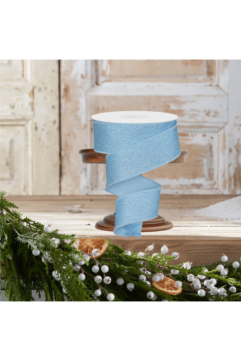 Shop For 1.5" Fine Glitter On Royal Ribbon: Pale Blue (10 Yards)