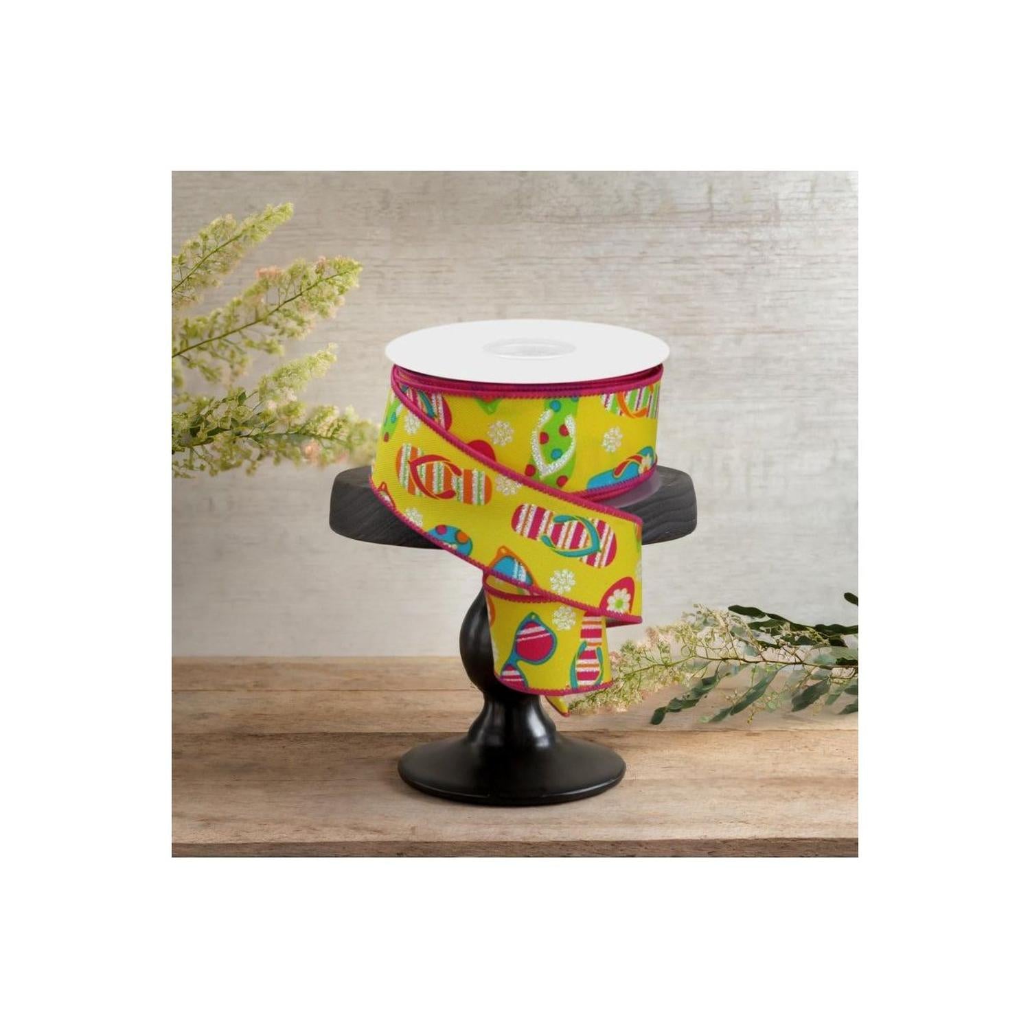 Shop For 1.5" Flip Flop and Sunglasses Ribbon: Yellow (10 Yard)