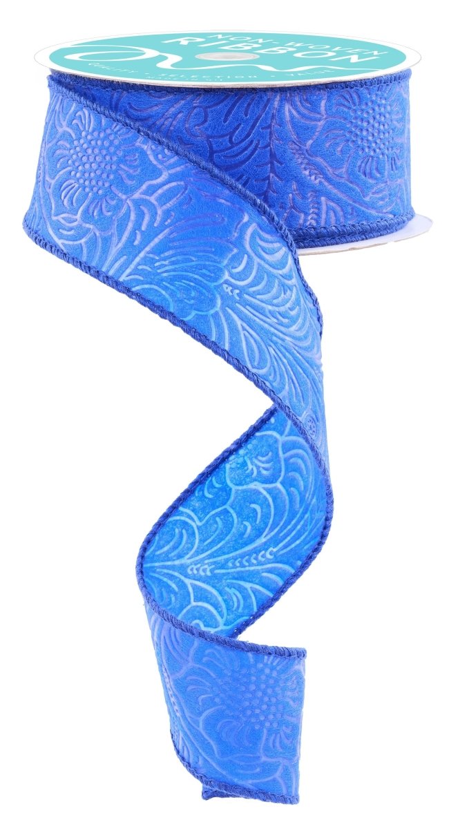 Shop For 1.5" Flower Embossed Ribbon: Royal Blue (10 Yards)