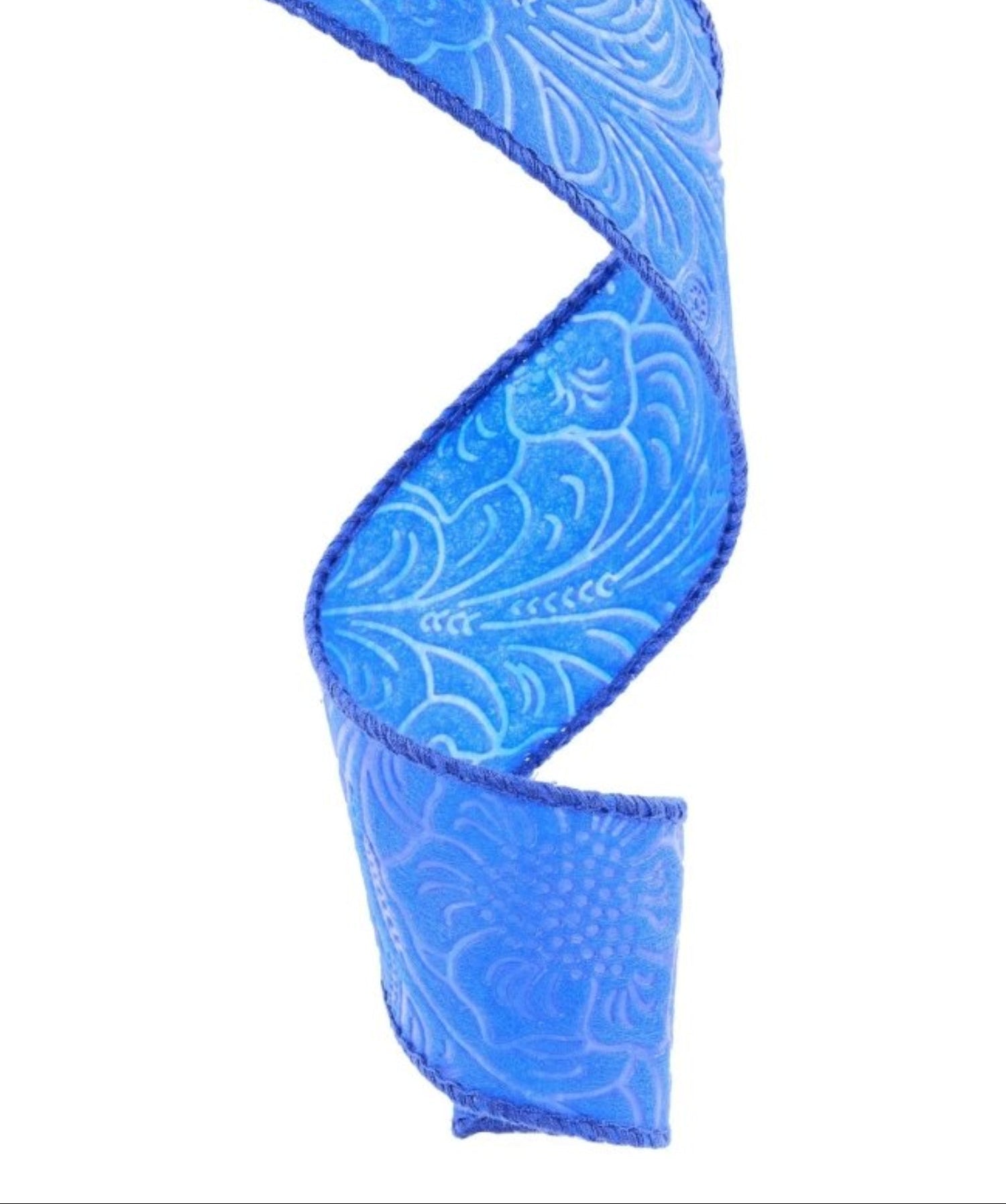 Shop For 1.5" Flower Embossed Ribbon: Royal Blue (10 Yards)