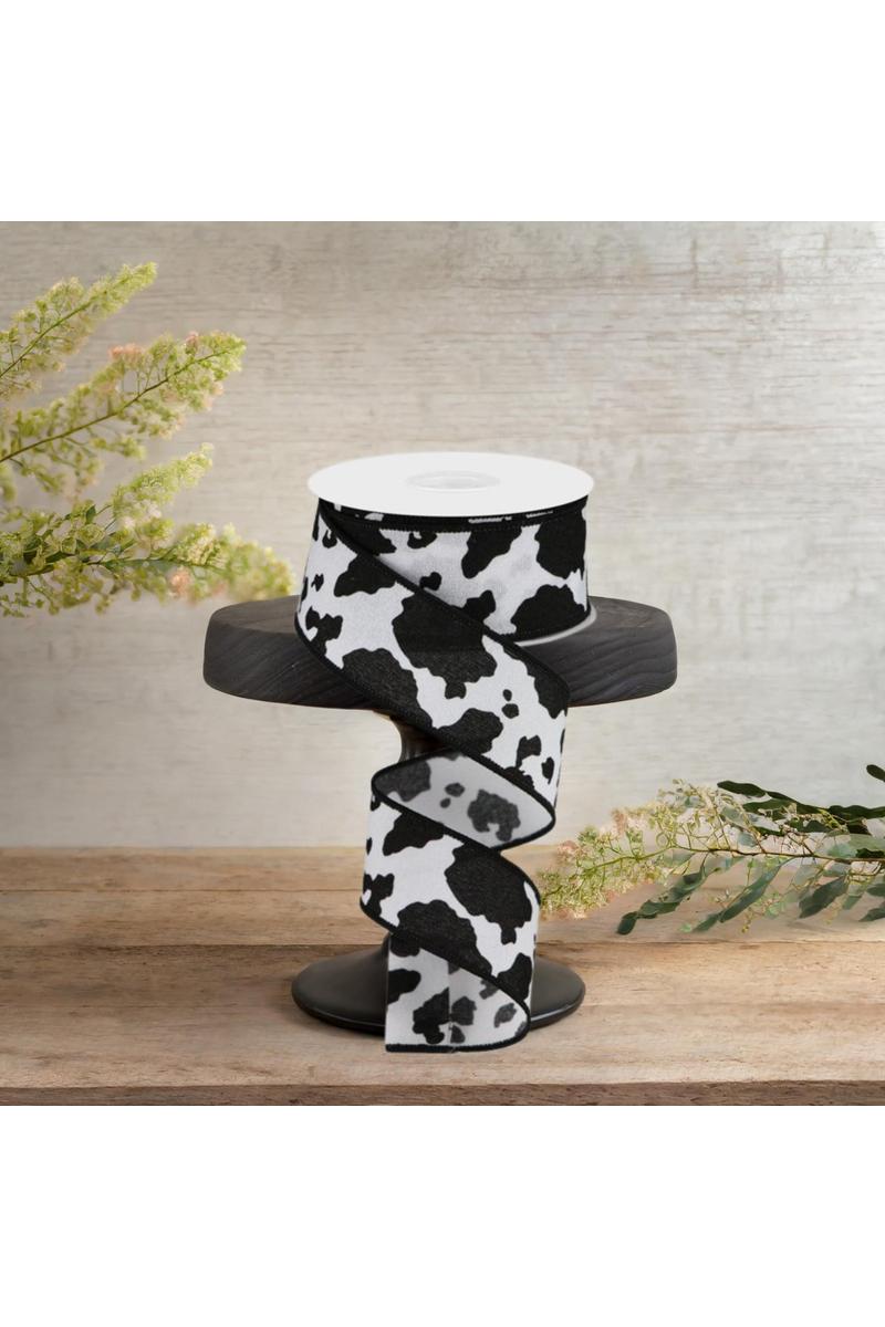 Shop For 1.5" Fuzzy Cow Print Ribbon: Black & White (10 Yards)