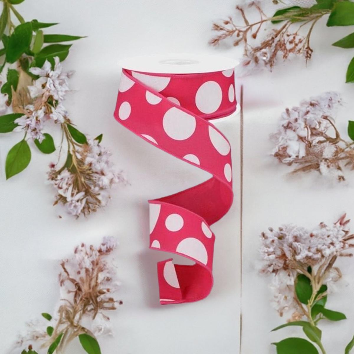 Shop For 1.5" Giant Three Size Polka Dot Ribbon: Hot Pink & White (10 Yards) at Michelle's aDOORable Creations