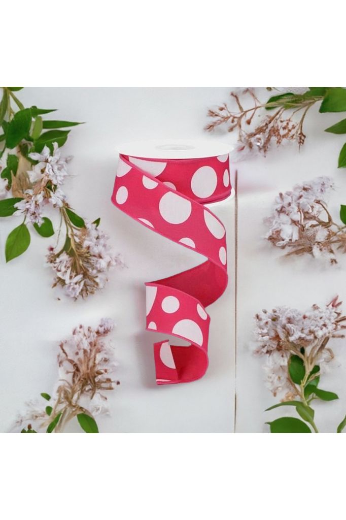 Shop For 1.5" Giant Three Size Polka Dot Ribbon: Hot Pink & White (10 Yards) at Michelle's aDOORable Creations