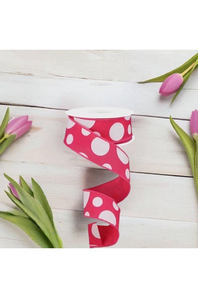 Shop For 1.5" Giant Three Size Polka Dot Ribbon: Hot Pink & White (10 Yards) at Michelle's aDOORable Creations