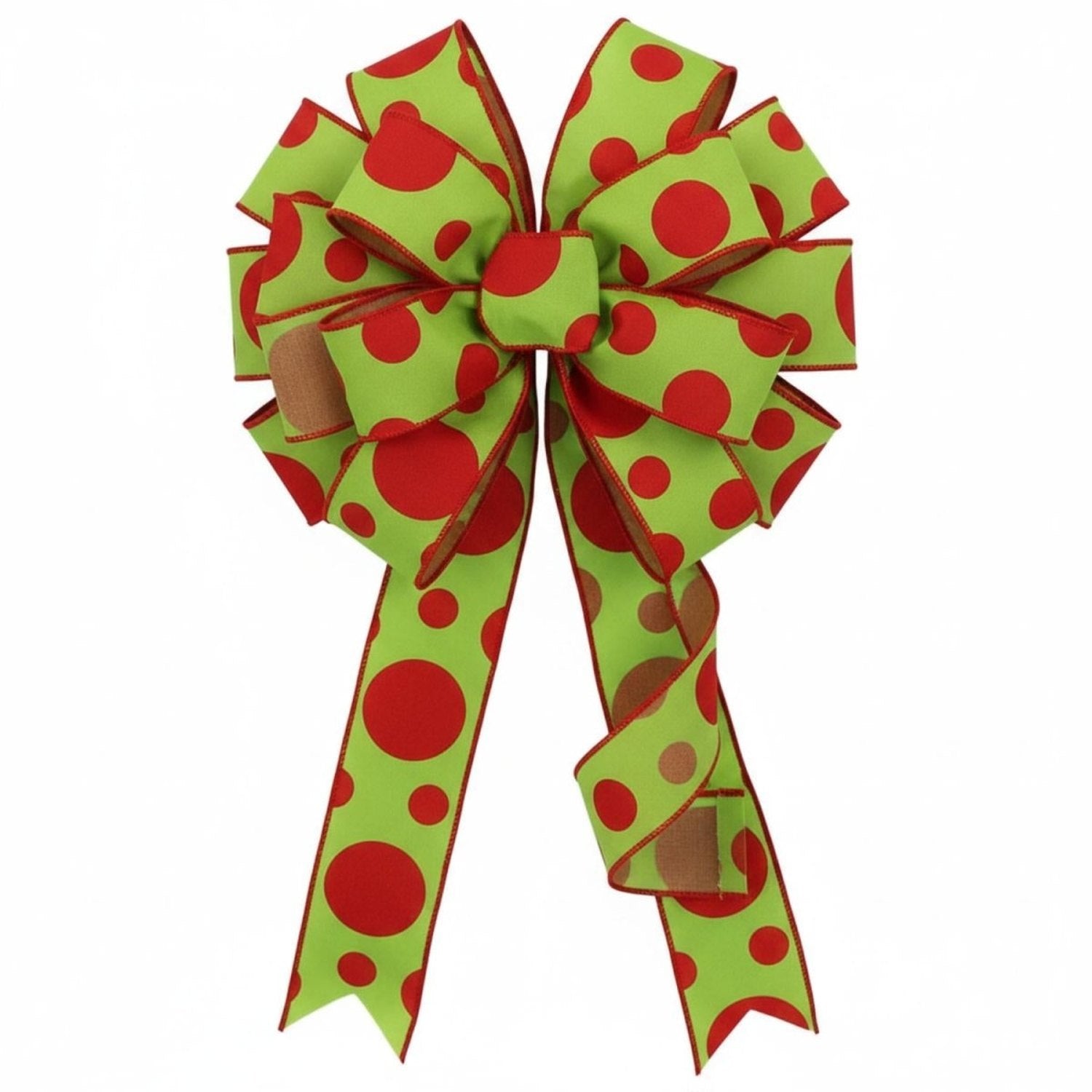 Shop For 1.5" Giant Three Size Polka Dot Ribbon: Lime Green & Red (10 Yards)