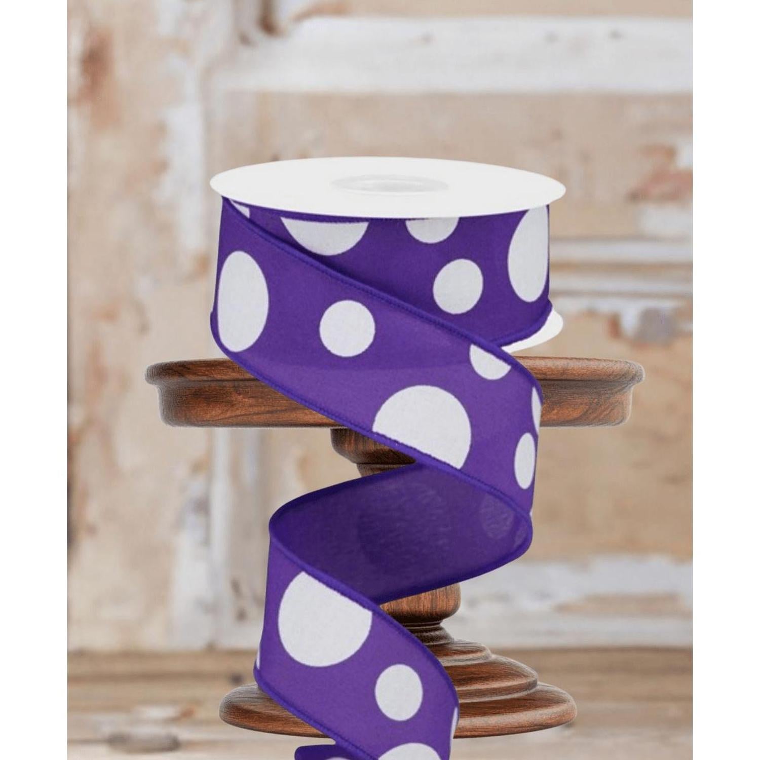 1.5" Giant Three Size Polka Dot Ribbon: Purple (10 Yards)