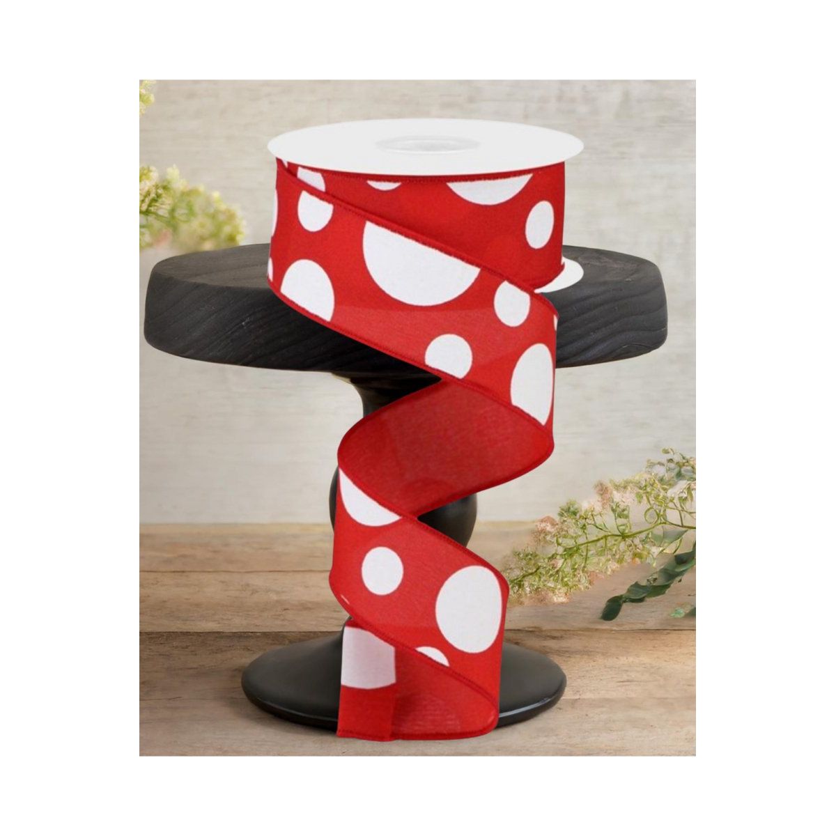 Shop For 1.5" Giant Three Size Polka Dot Ribbon: Red & White (10 Yards)