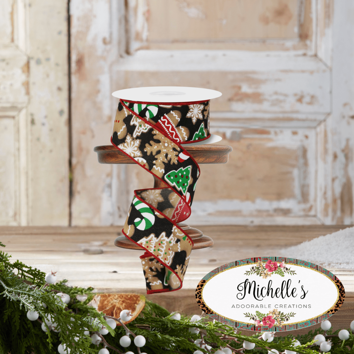 Shop For 1.5" Gingerbread Cookies Ribbon: Black (10 Yards)
