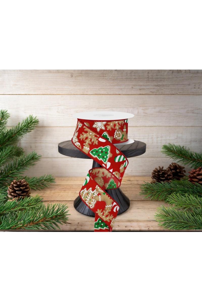 Shop For 1.5" Gingerbread Cookies Ribbon: Red (10 Yards)