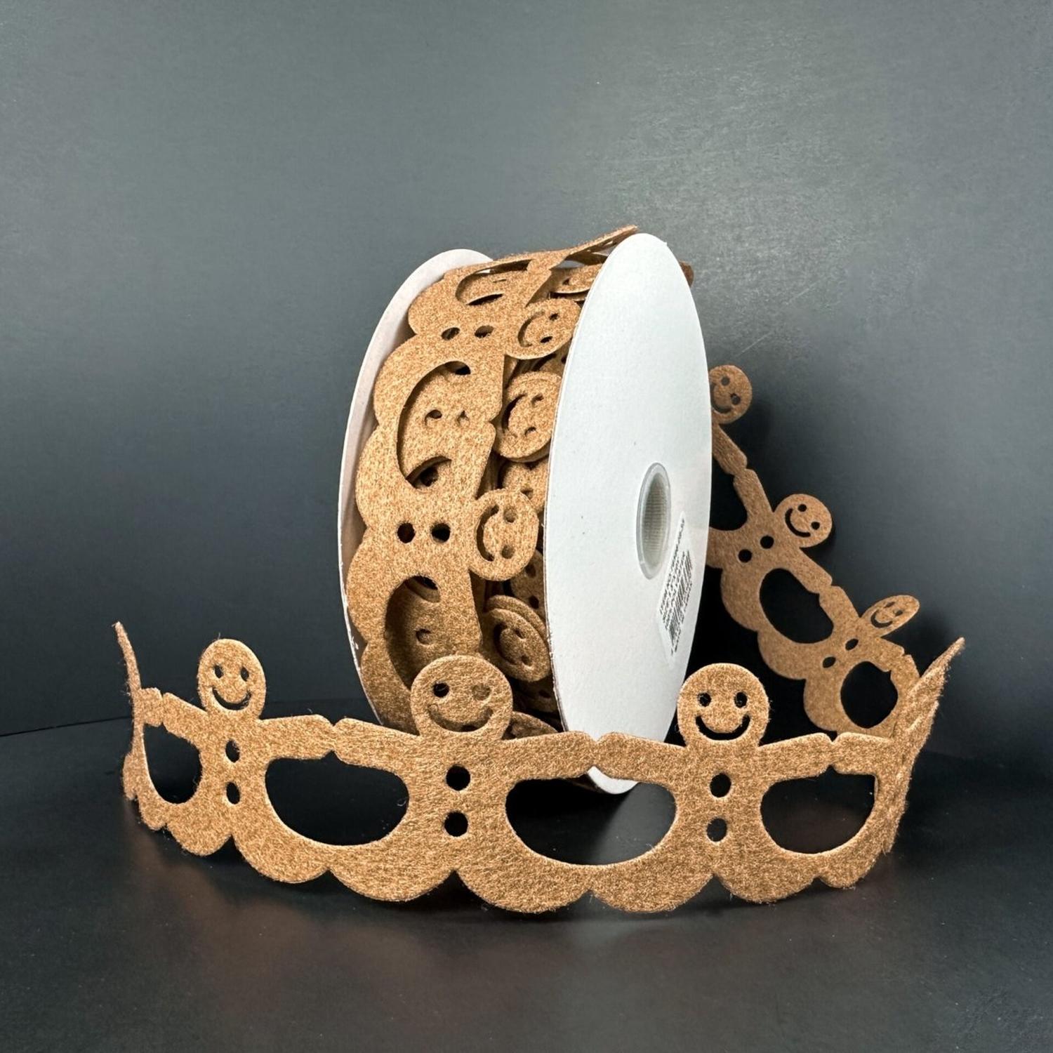 1.5" Gingerbread Man Shaped Ribbon: Brown (10 Yards)