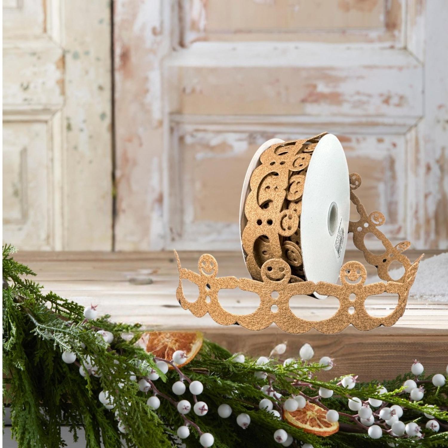 1.5" Gingerbread Man Shaped Ribbon: Brown (10 Yards)