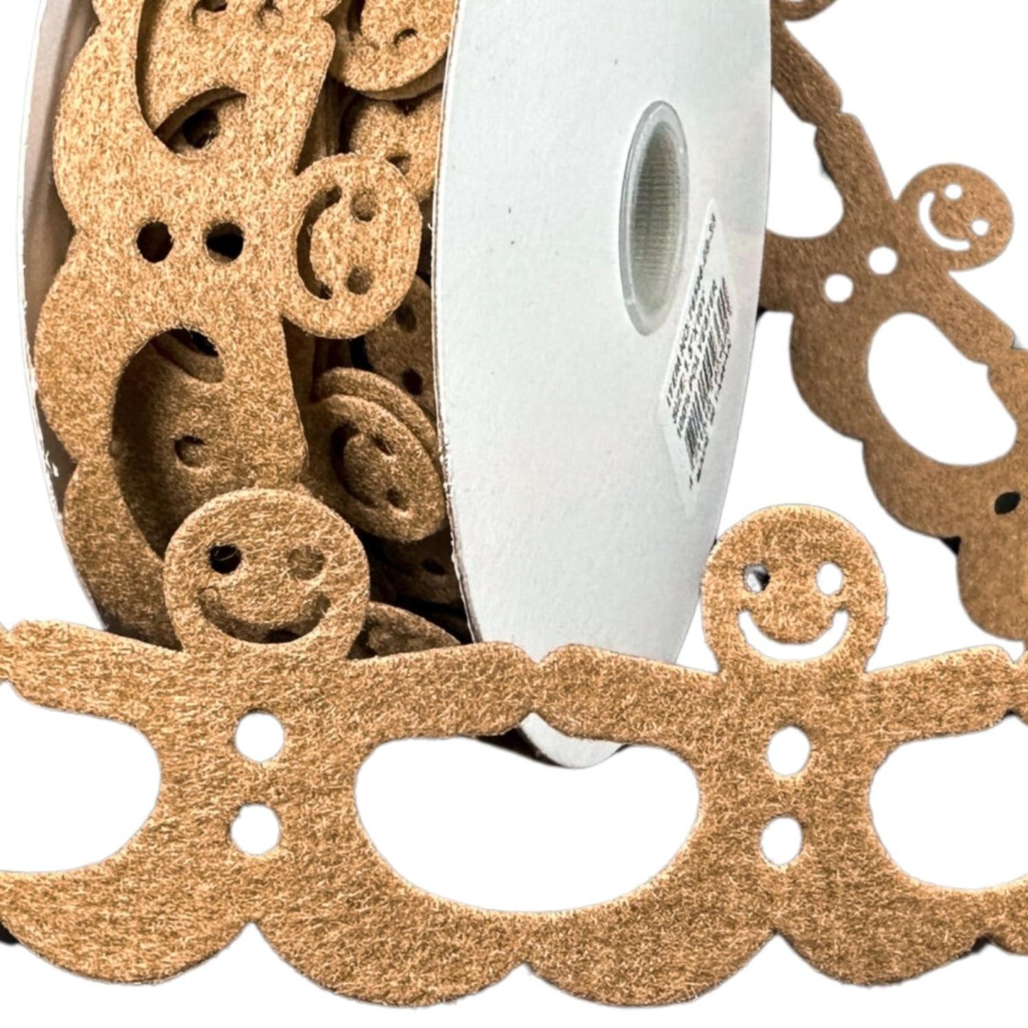 1.5" Gingerbread Man Shaped Ribbon: Brown (10 Yards)