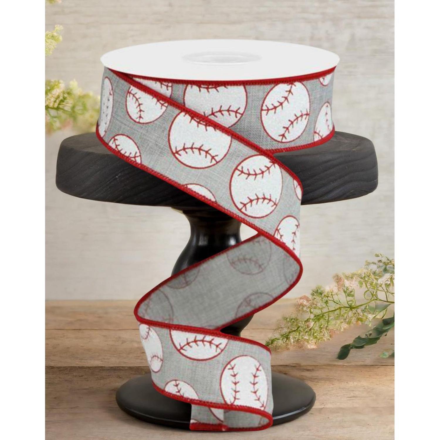 Shop For 1.5" Glitter Baseball on Royal Ribbon: Gray (10 Yards)