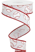 Shop For 1.5" Glitter Baseball on Royal Ribbon: White (10 Yards) at Michelle's aDOORable Creations