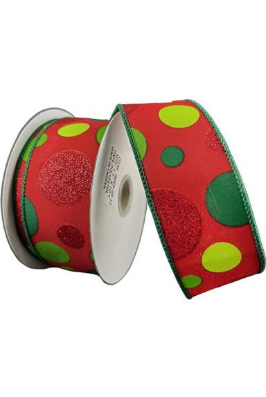 Shop For 1.5" Glitter Dots Red Ribbon: Green and Lime (10 Yards) 78469 - 09 - 12