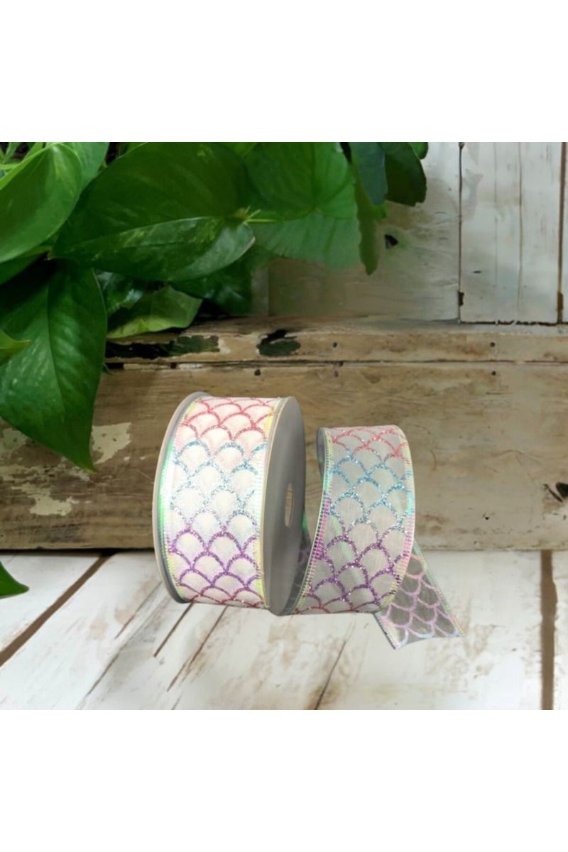 Shop For 1.5" Glitter Fish Scales Ribbon: Pastel (10 Yards) at Michelle's aDOORable Creations