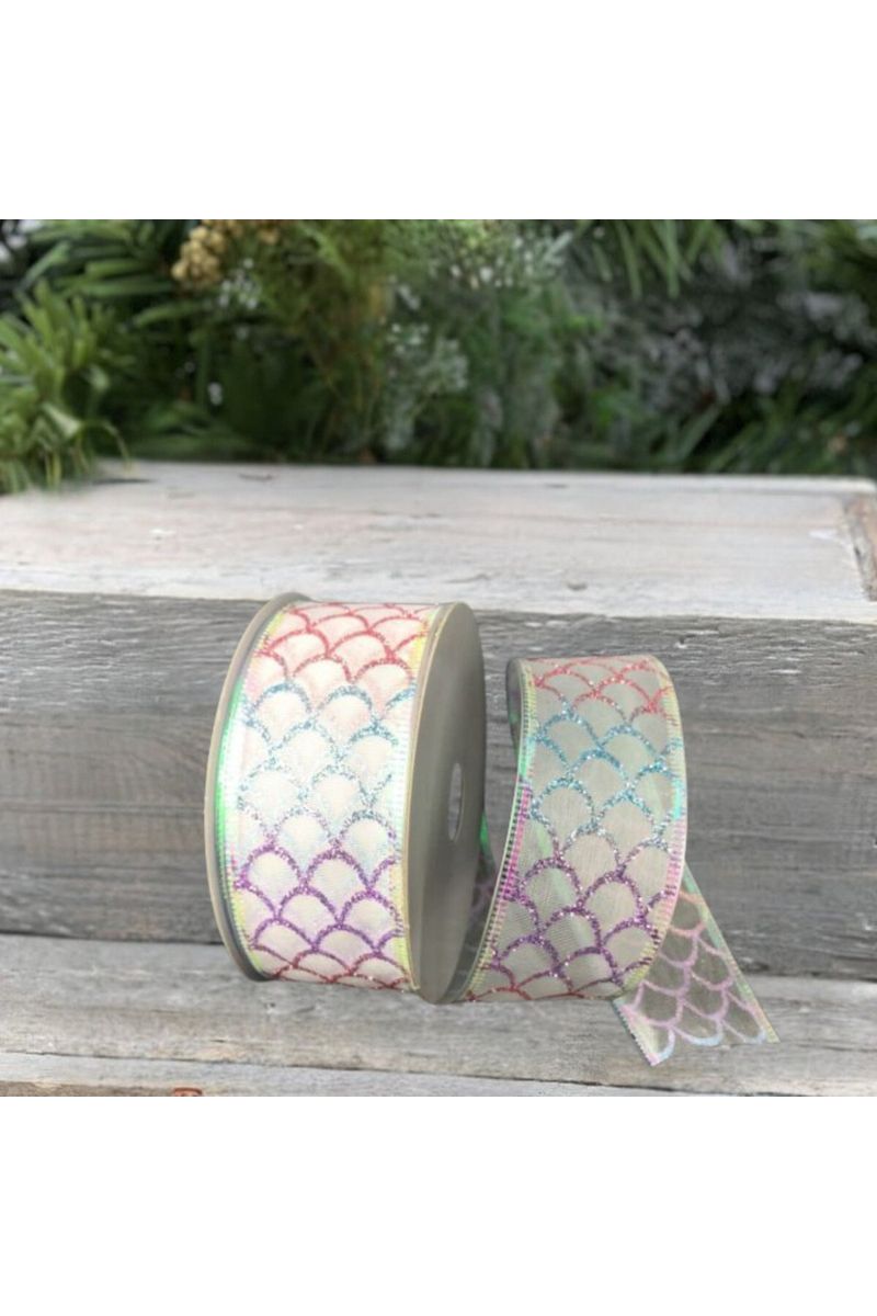 Shop For 1.5" Glitter Fish Scales Ribbon: Pastel (10 Yards) at Michelle's aDOORable Creations