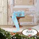 Shop For 1.5" Glitter Football Ribbon: Columbia Blue/Silver (100 Feet)