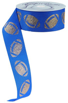 Shop For 1.5" Glitter Football Ribbon: Royal Blue/Gold (100 Feet)