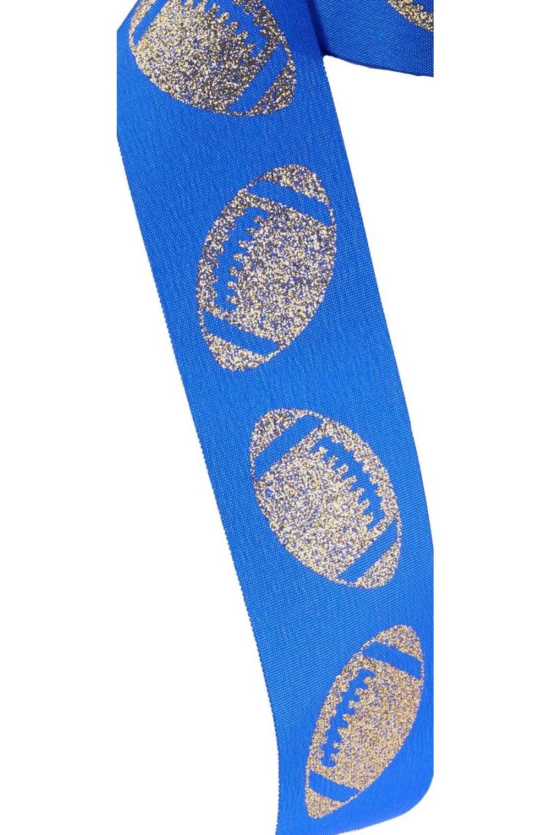 Shop For 1.5" Glitter Football Ribbon: Royal Blue/Gold (100 Feet)