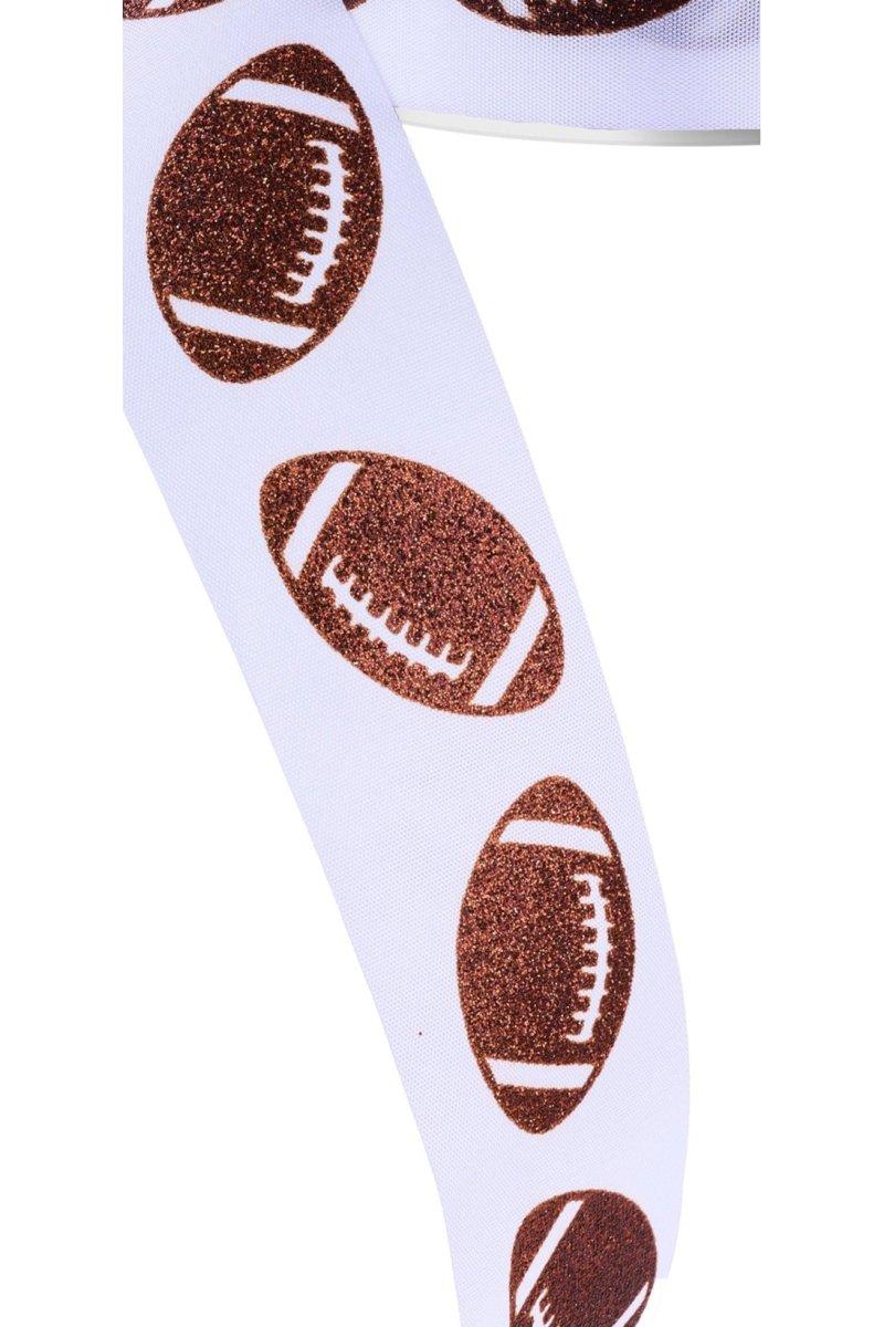 Shop For 1.5" Glitter Football Ribbon: White (100 Feet)