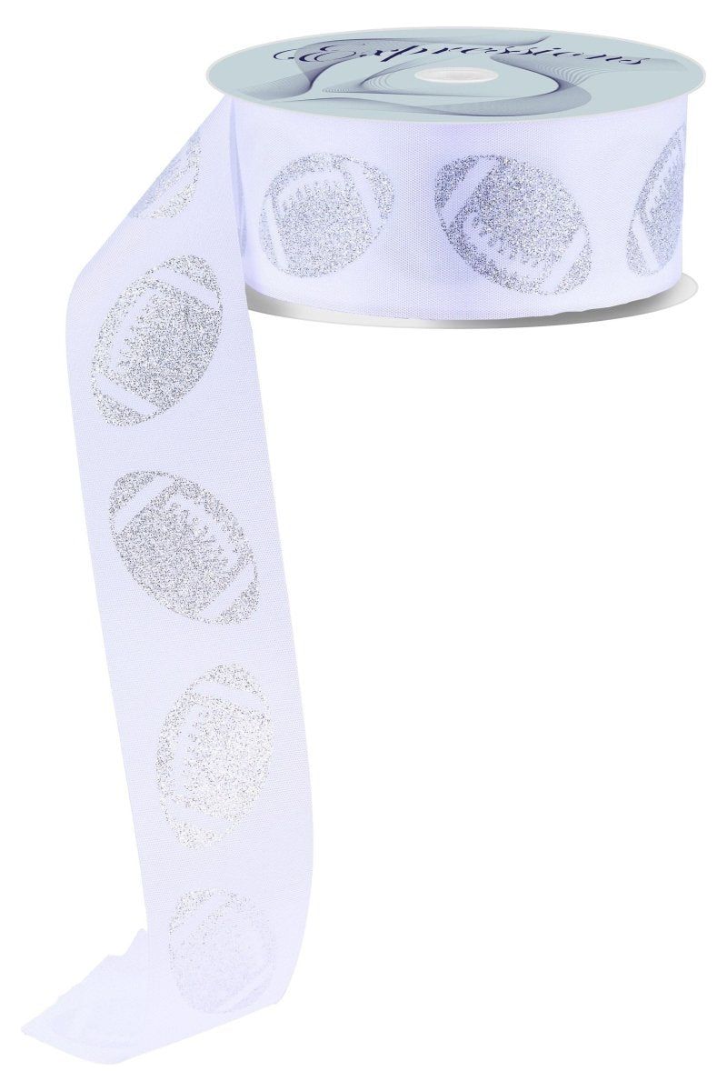 Shop For 1.5" Glitter Football Ribbon: White/Silver (100 Feet)