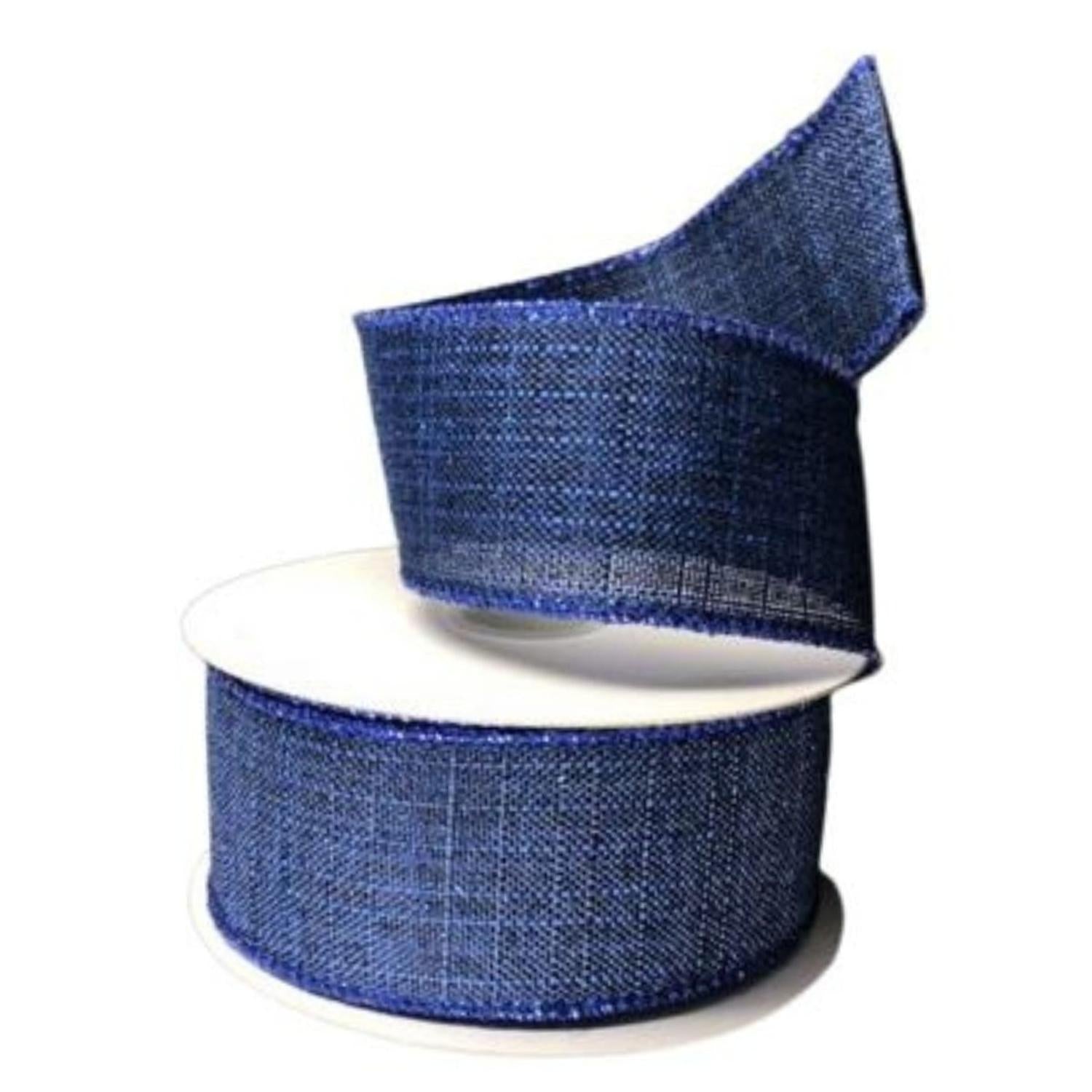 Shop For 1.5" Glitter Linen Ribbon: Navy Blue (10 Yards)