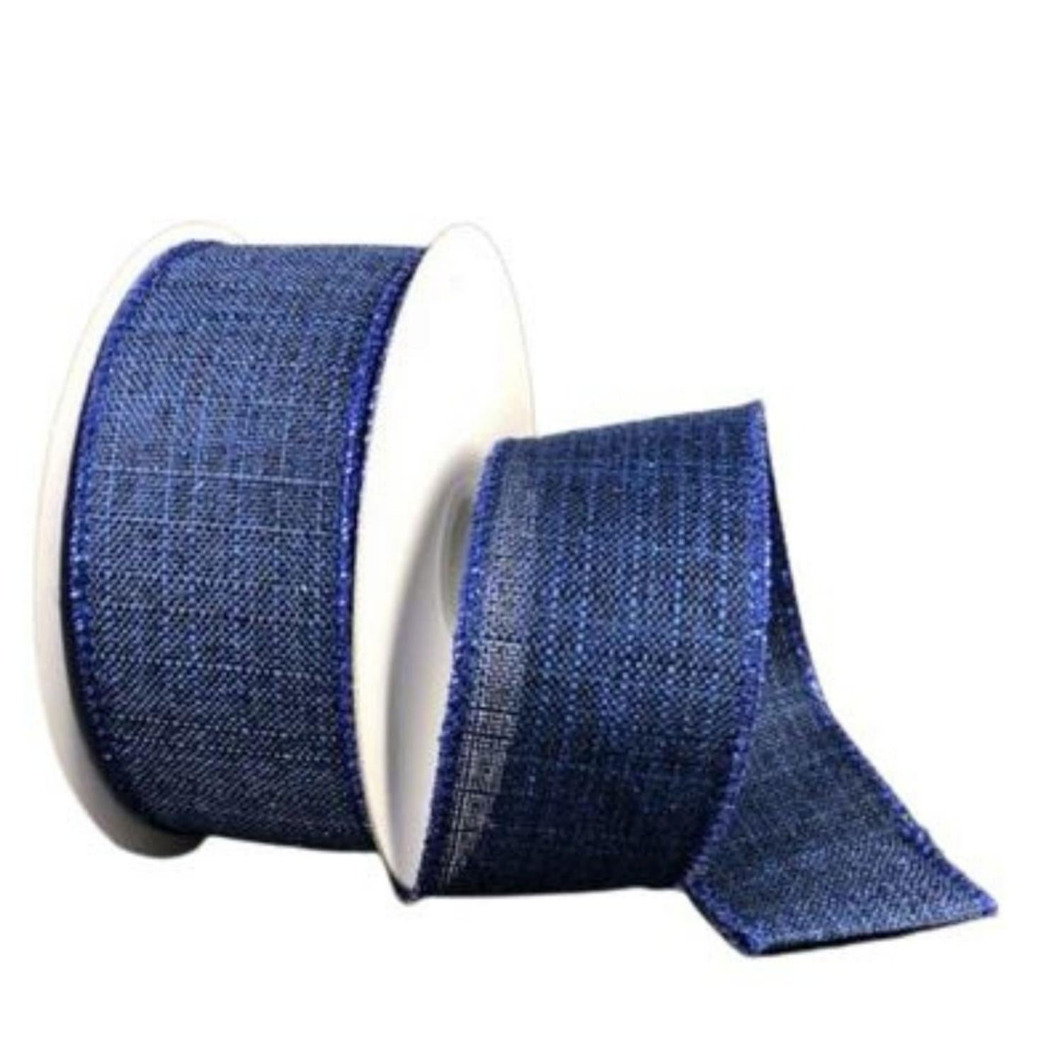 Shop For 1.5" Glitter Linen Ribbon: Navy Blue (10 Yards)