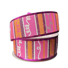 Shop For 1.5" Glitter Loopy Stripes Ribbon: Fuchsia, Orange, Black (10 Yards)