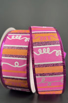 Shop For 1.5" Glitter Loopy Stripes Ribbon: Fuchsia, Orange, Black (10 Yards) 56424 - 09 - 44