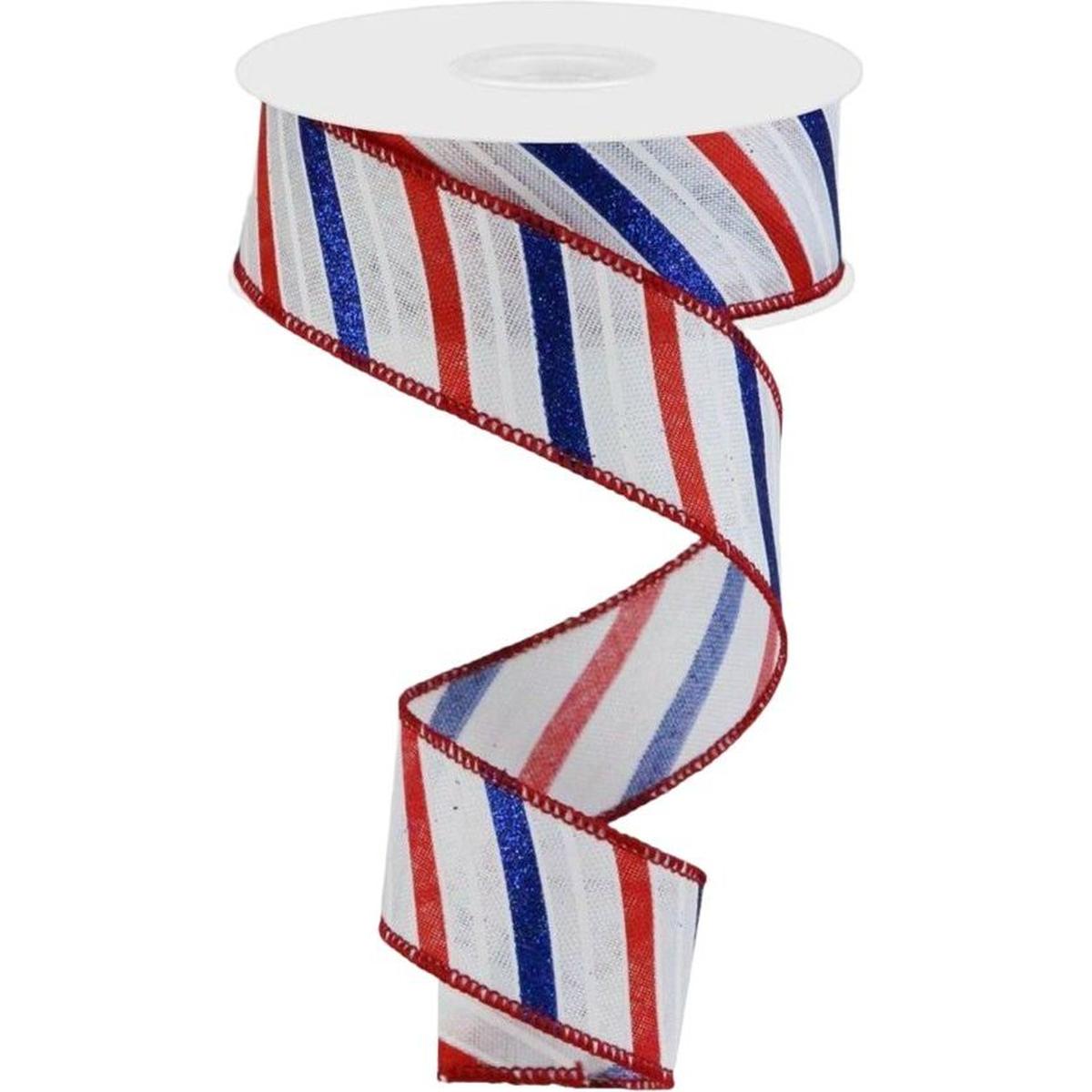 Shop For 1.5" Glitter Multi Diagonal Stripe Ribbon: White (10 Yards) at Michelle's aDOORable Creations