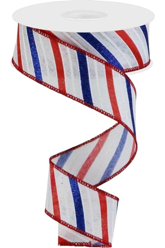 Shop For 1.5" Glitter Multi Diagonal Stripe Ribbon: White (10 Yards) at Michelle's aDOORable Creations