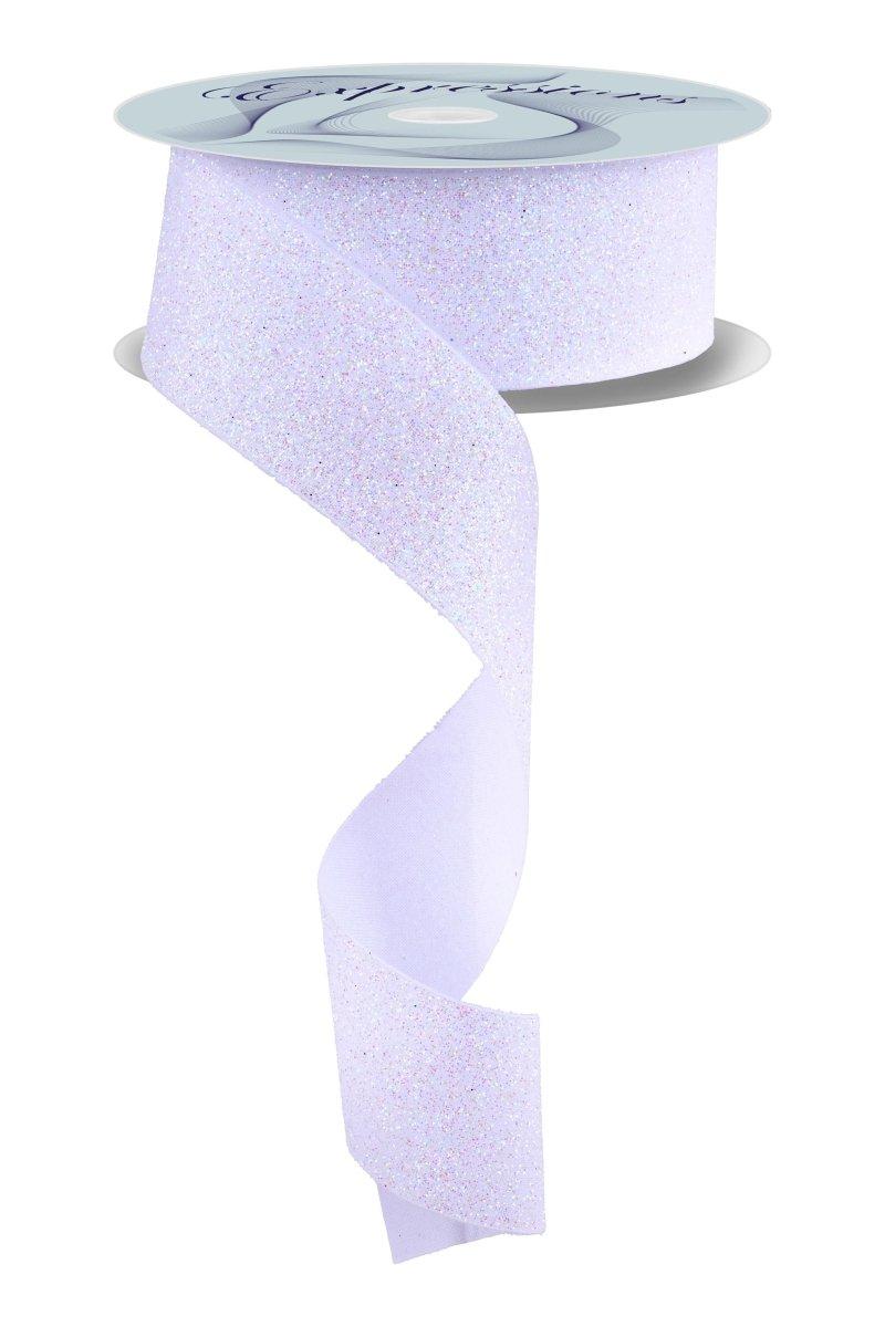 Shop For 1.5" Glitter on Fabric Ribbon: Iridescent White (25 Yards)