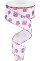 Shop For 1.5" Glitter Polka Dot Ribbon: White (10 Yards) at Michelle's aDOORable Creations