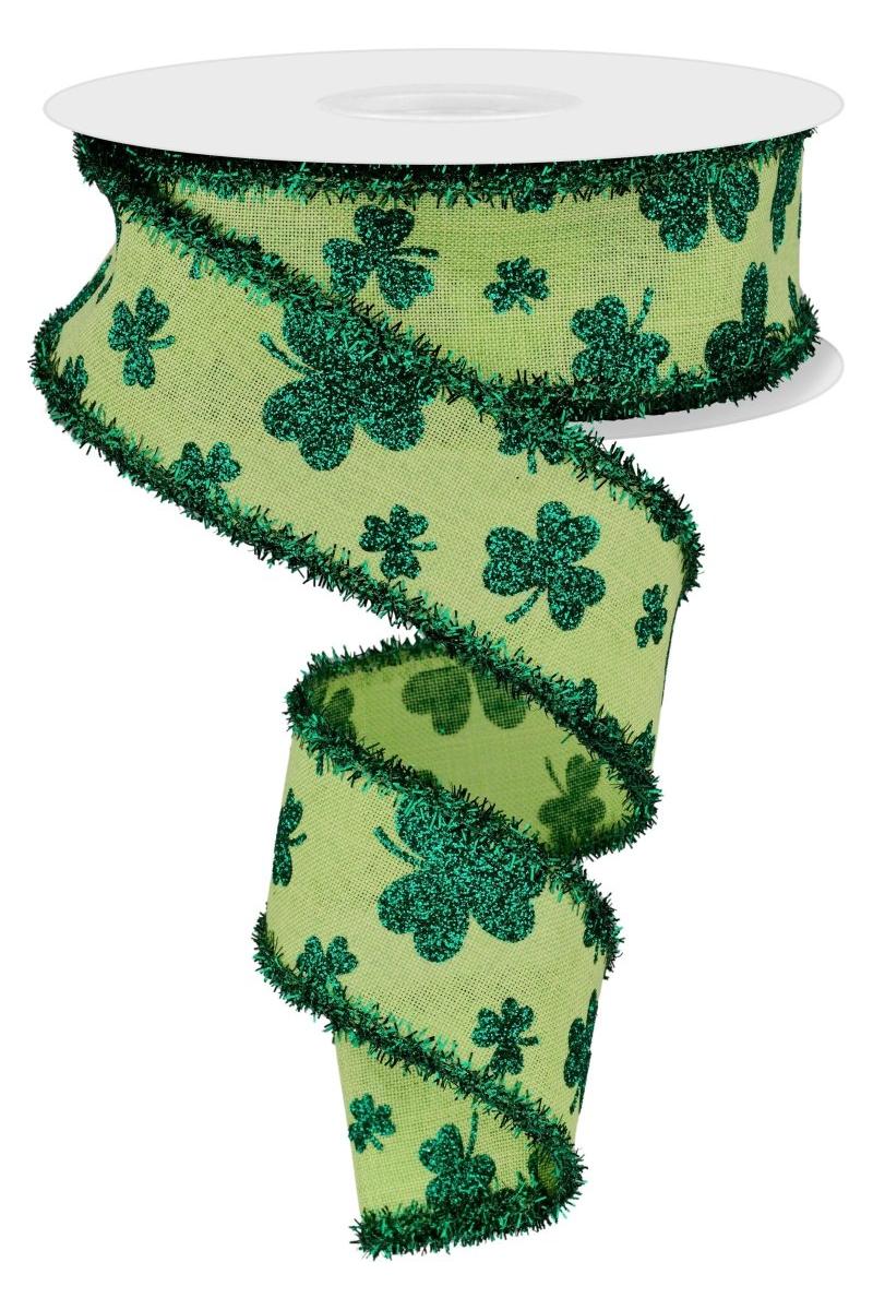 Shop For 1.5" Glitter Shamrock Tinsel Ribbon: Bright Green (10 Yards)