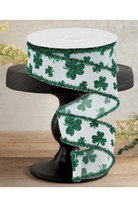 Shop For 1.5" Glitter Shamrock Tinsel Ribbon: White (10 Yards)